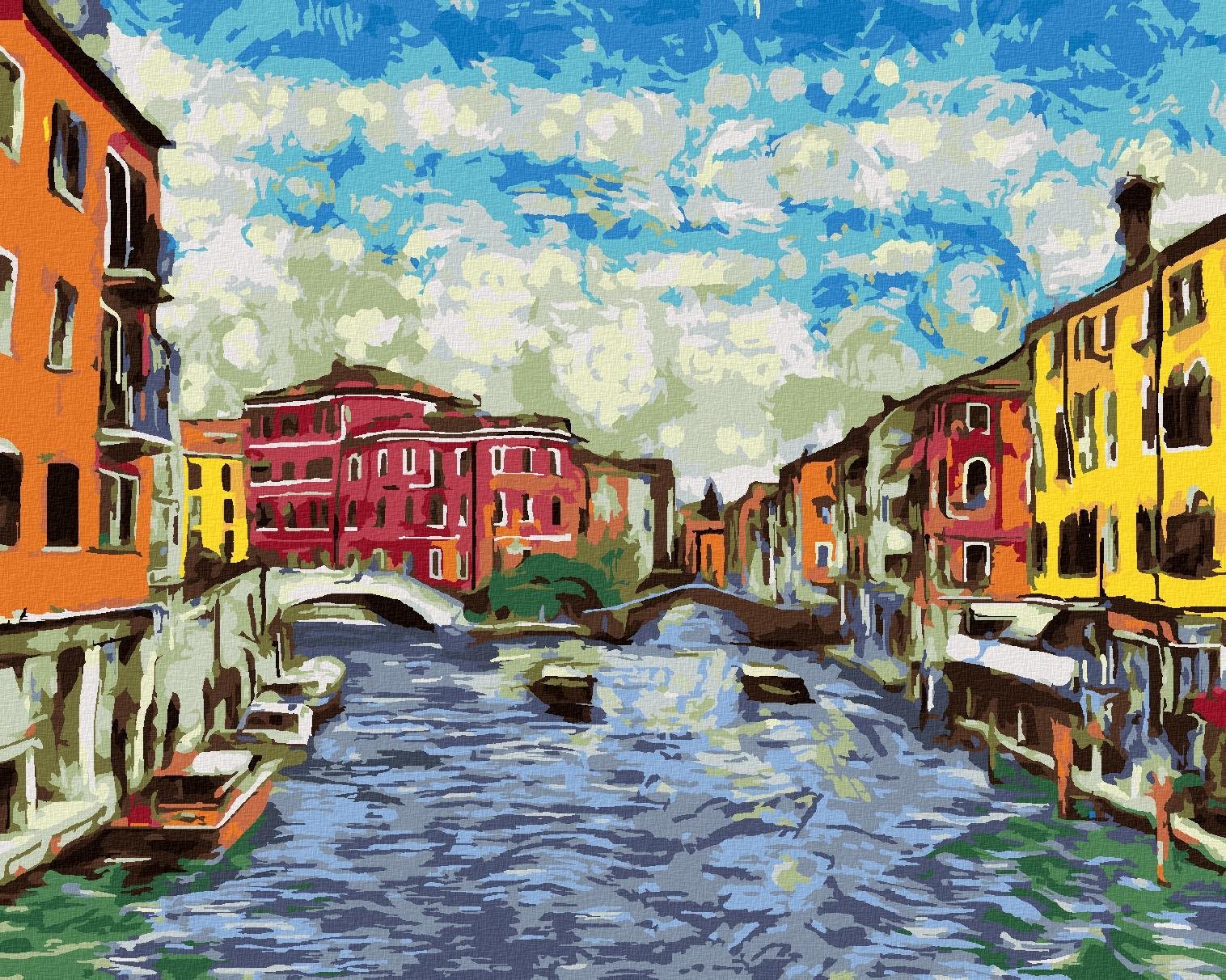 Benátky podle Van Gogha, 40×50 cm, vypnuté plátno na rám