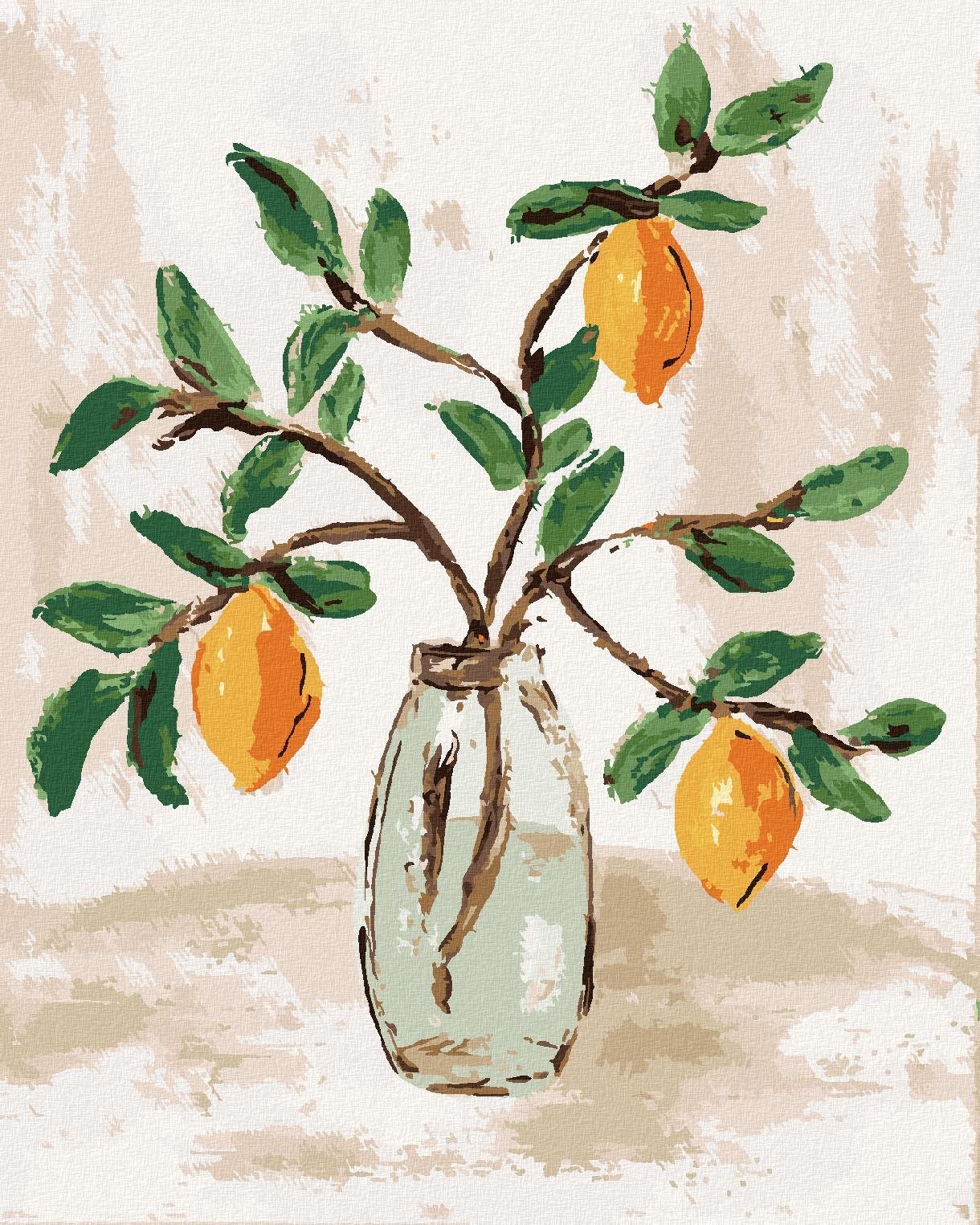 Citróny ve váze 4 (Haley Bush), 40×50 cm, vypnuté plátno na rám