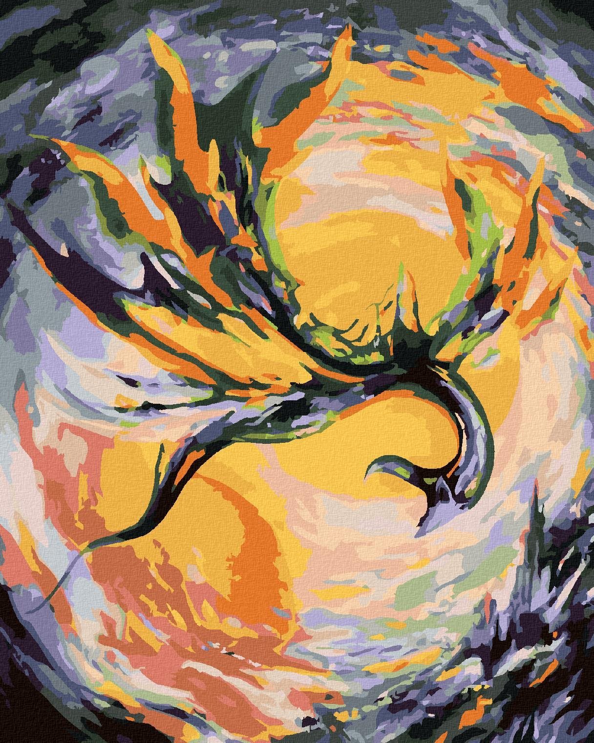Lítající drak, 40×50 cm, vypnuté plátno na rám