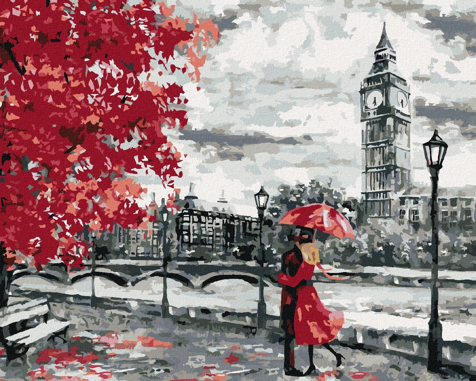Milující pár v Londýně, 40×50 cm, vypnuté plátno na rám