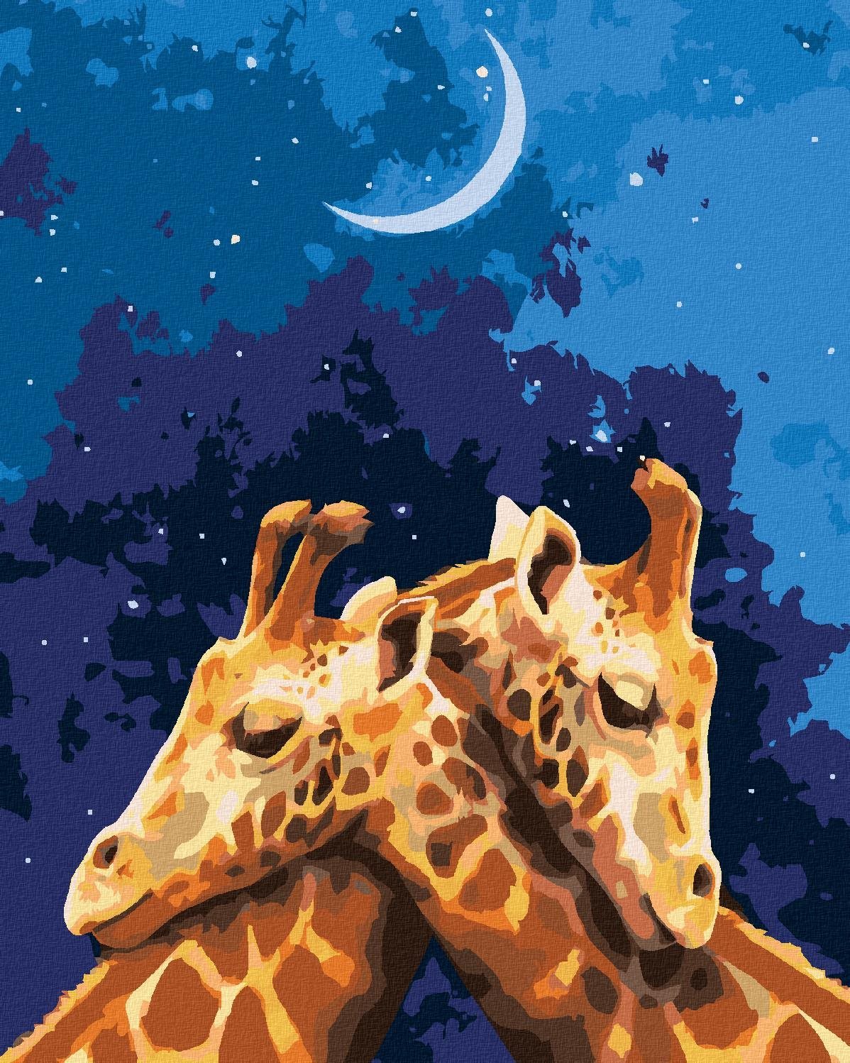 Objímající se žirafy, 40×50 cm, vypnuté plátno na rám