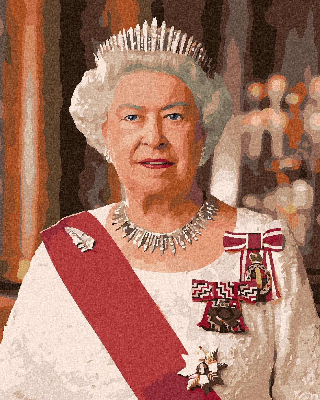 Portrét královna Alžběta II., 40×50 cm, vypnuté plátno na rám