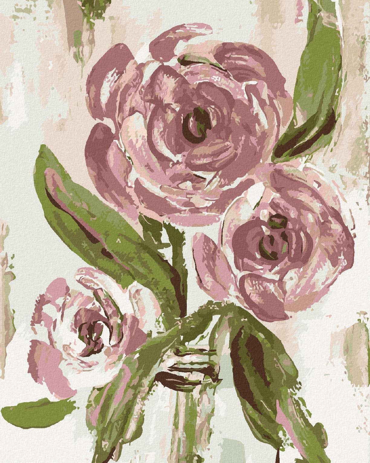 Růže ve váze (Haley Bush), 40×50 cm, vypnuté plátno na rám