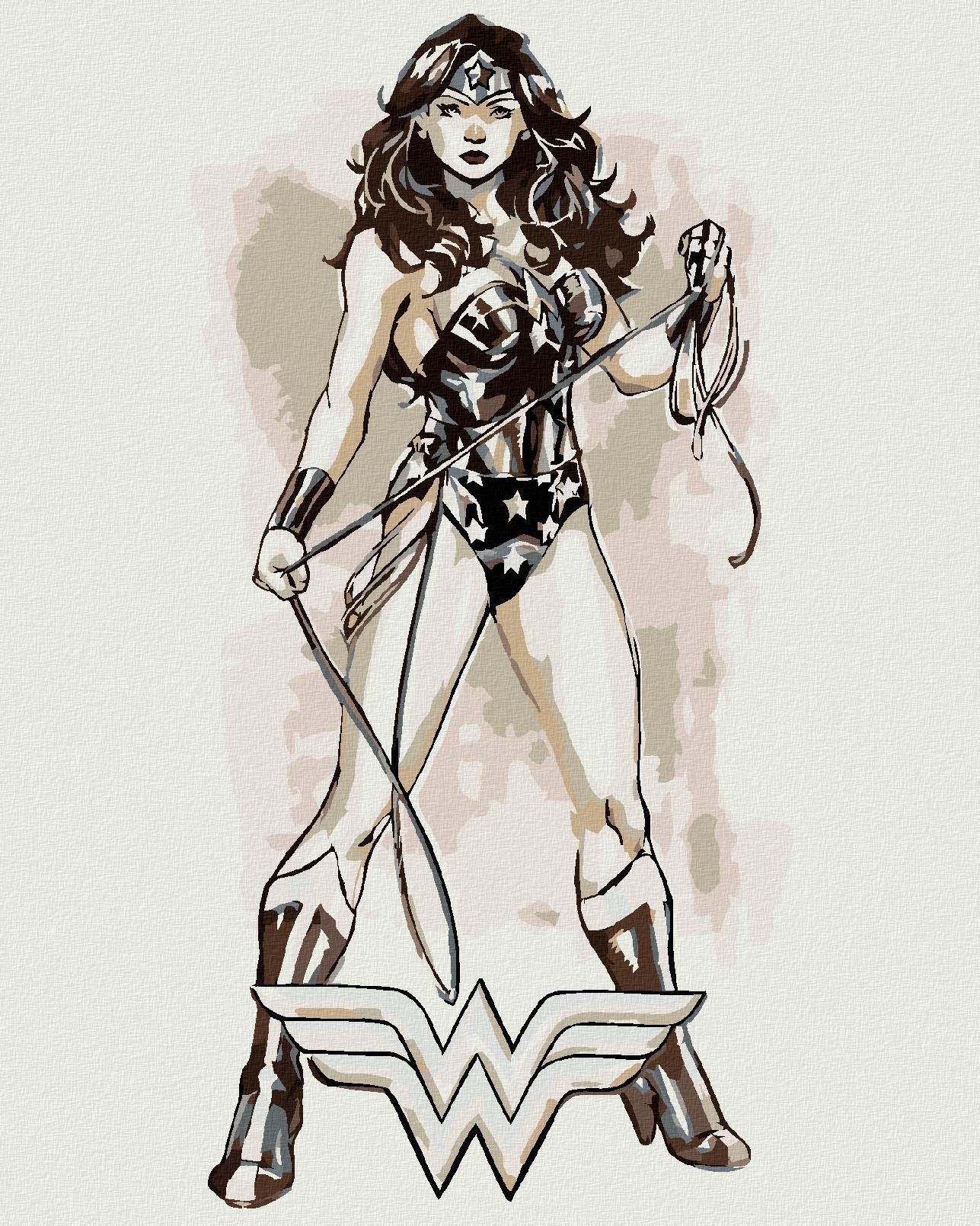 Wonder Woman černobílý plakát II, 40×50 cm, bez rámu a bez vypnutí plátna
