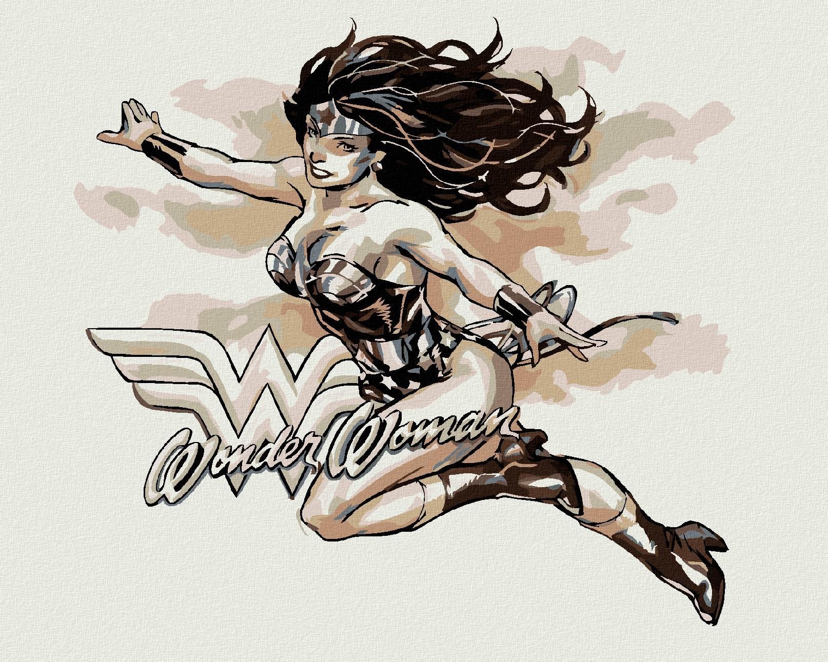 Wonder Woman černobílý plakát iv, 40×50 cm, bez rámu a bez vypnutí plátna