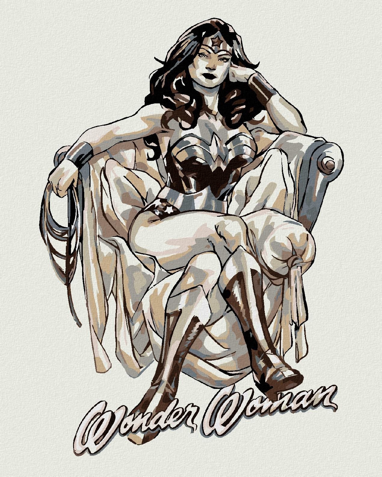 Wonder Woman černobílý plakát, 40×50 cm, bez rámu a bez vypnutí plátna