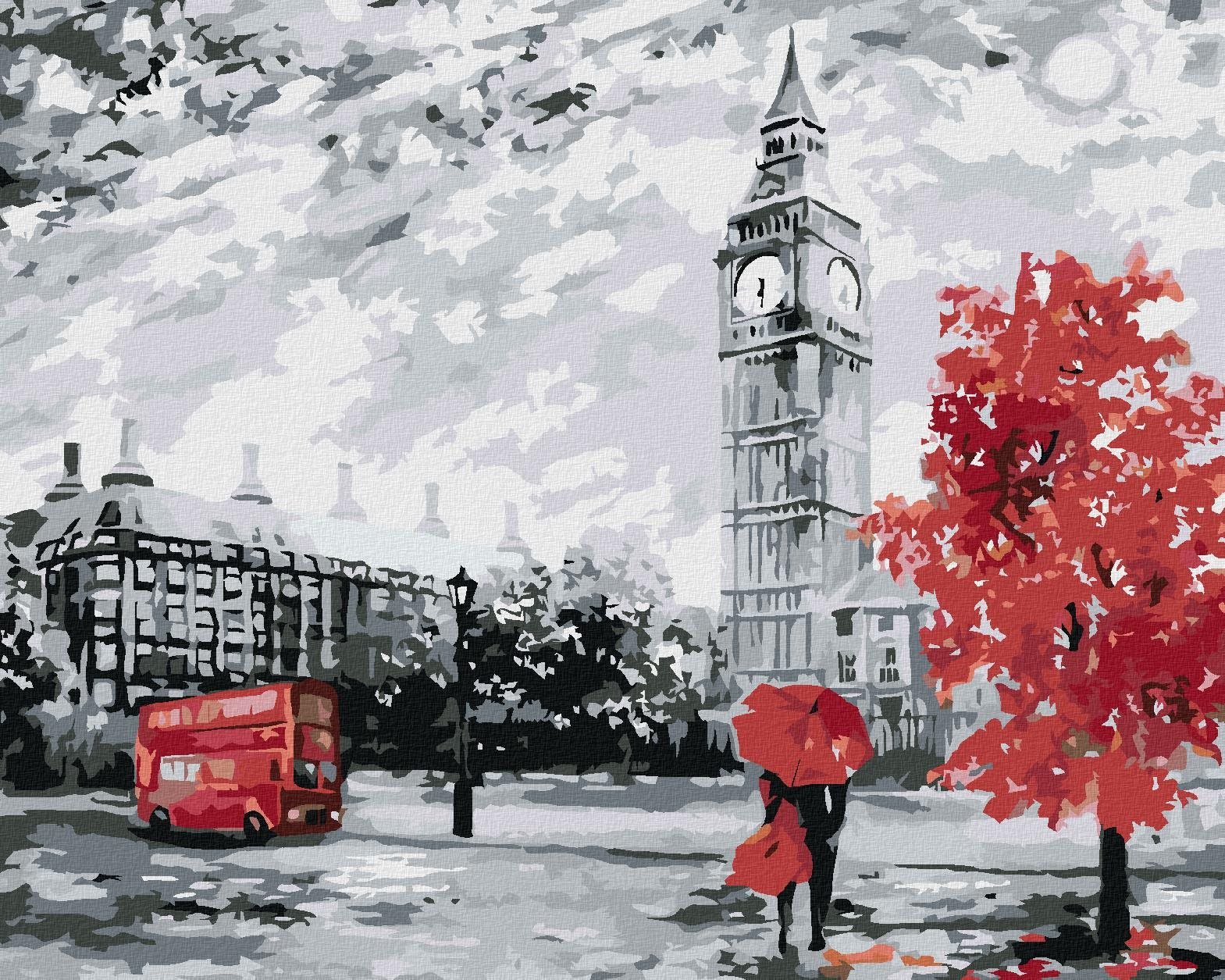 Zamilovaný pár v Londýně, 40×50 cm, vypnuté plátno na rám