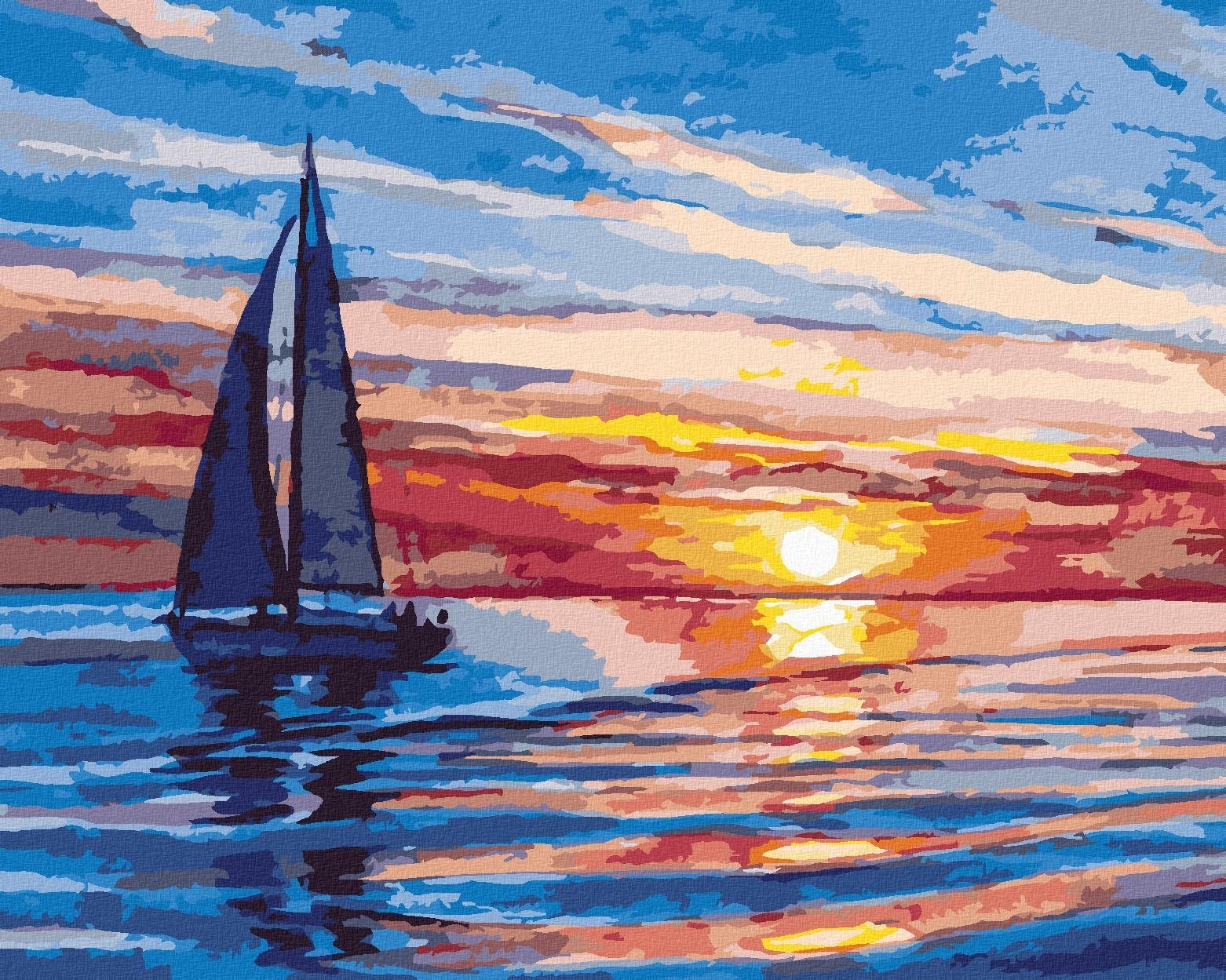 Západ slunce na moři, 40×50 cm, vypnuté plátno na rám