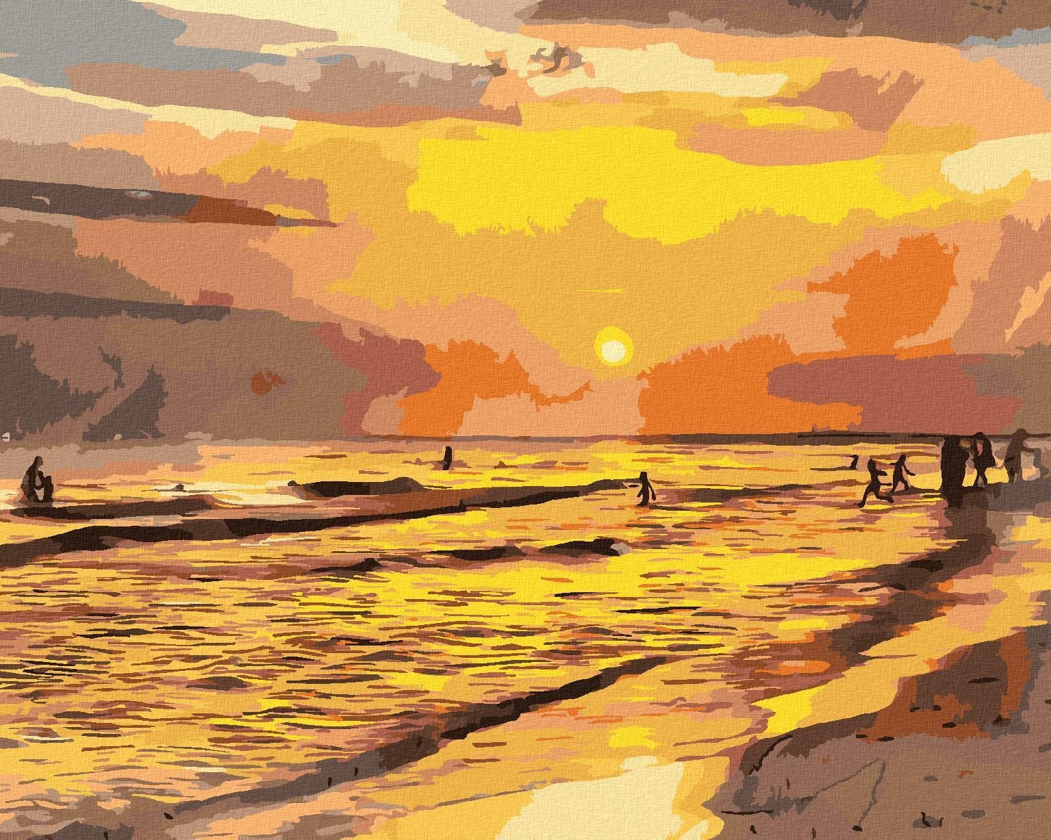 Západ slunce na pláži, 40×50 cm, vypnuté plátno na rám
