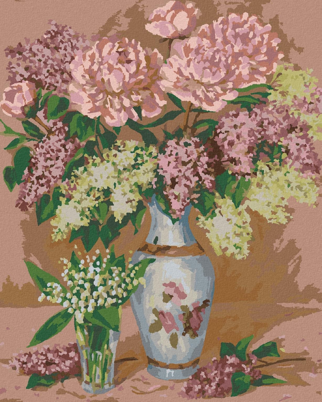Zátiší s pivoňkami, 40×50 cm, vypnuté plátno na rám