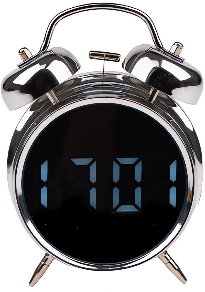 IZOXIS 26337 Digitální LED hodiny ve stylu retro budíku, stříbrné