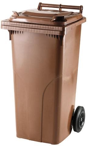 J.A.D. TOOLS Popelnice, plastová kolečka 120 l, hnědá