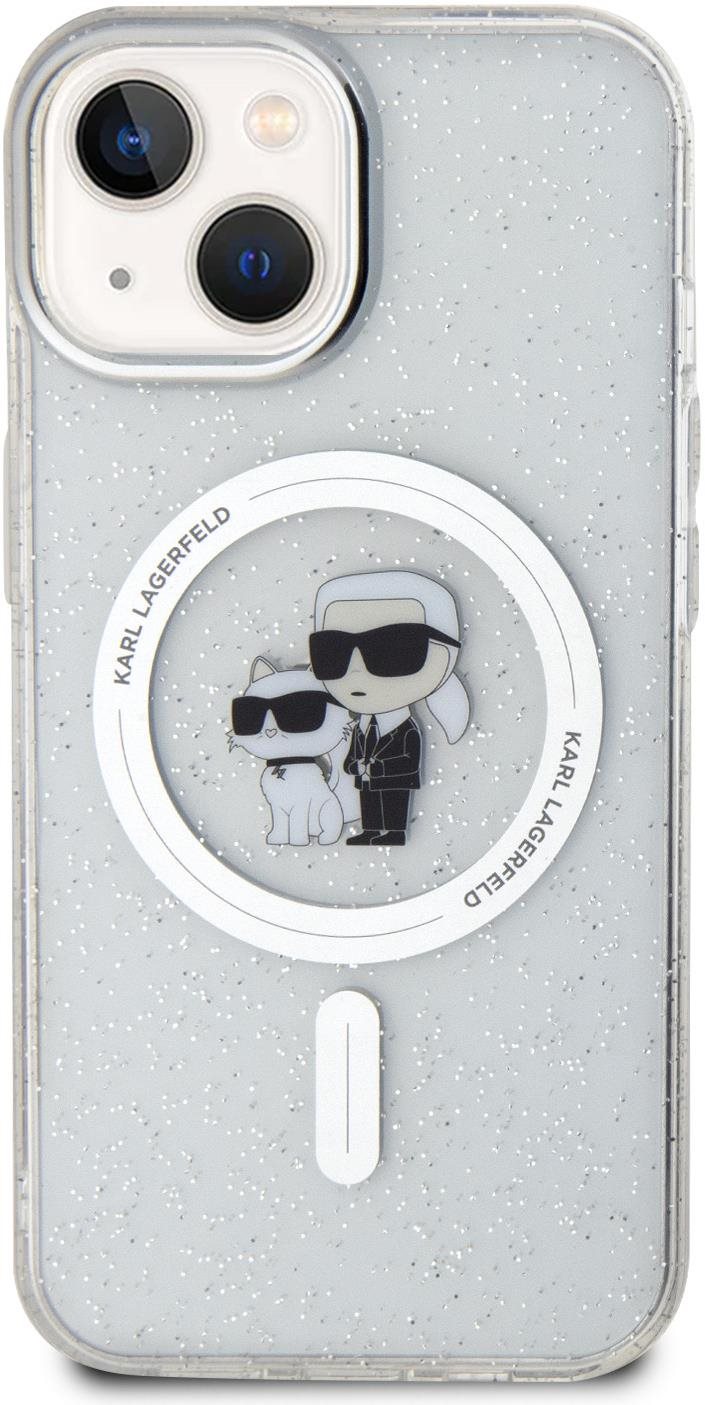 Karl Lagerfeld IML Glitter Karl and Choupette MagSafe Zadní Kryt pro iPhone 15 Transparent