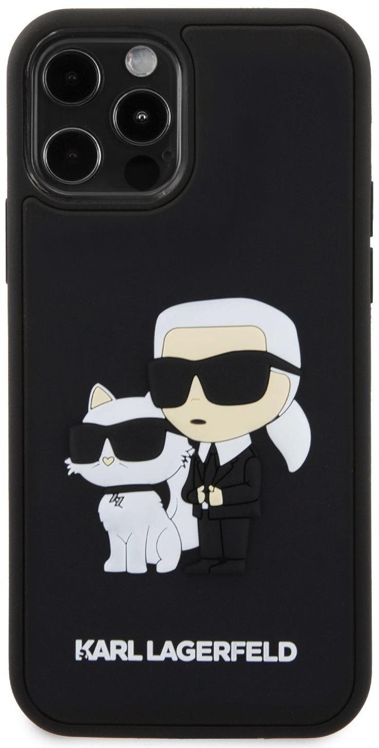 Karl Lagerfeld 3D Rubber Karl and Choupette Zadní Kryt pro iPhone 12/12 Pro Black
