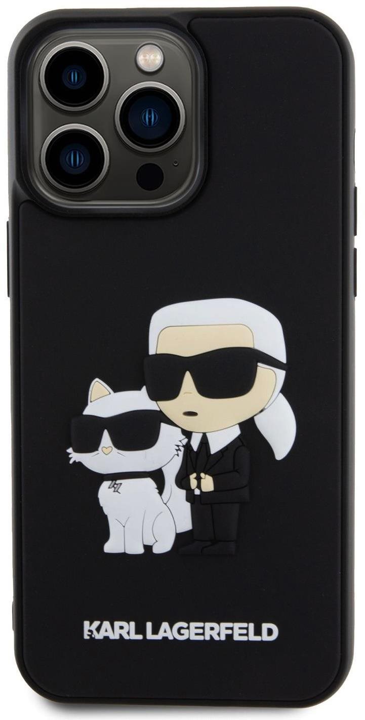 Karl Lagerfeld 3D Rubber Karl and Choupette Zadní Kryt pro iPhone 13 Pro Max Black