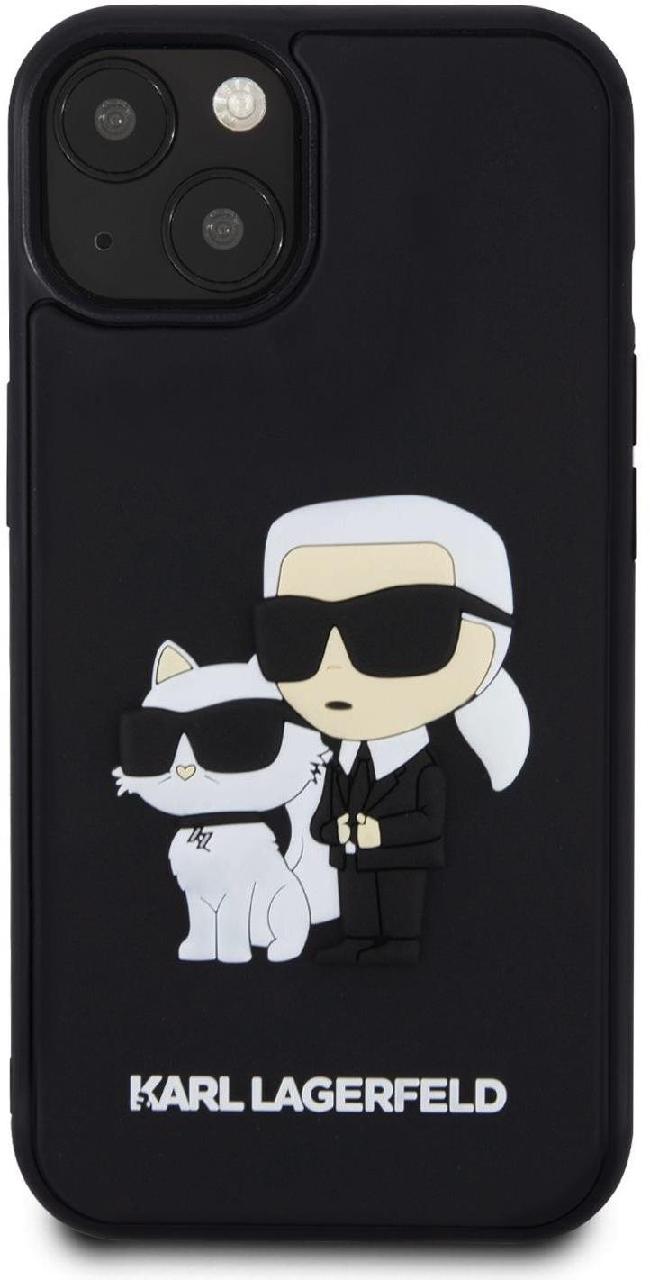 Karl Lagerfeld 3D Rubber Karl and Choupette Zadní Kryt pro iPhone 14 Black
