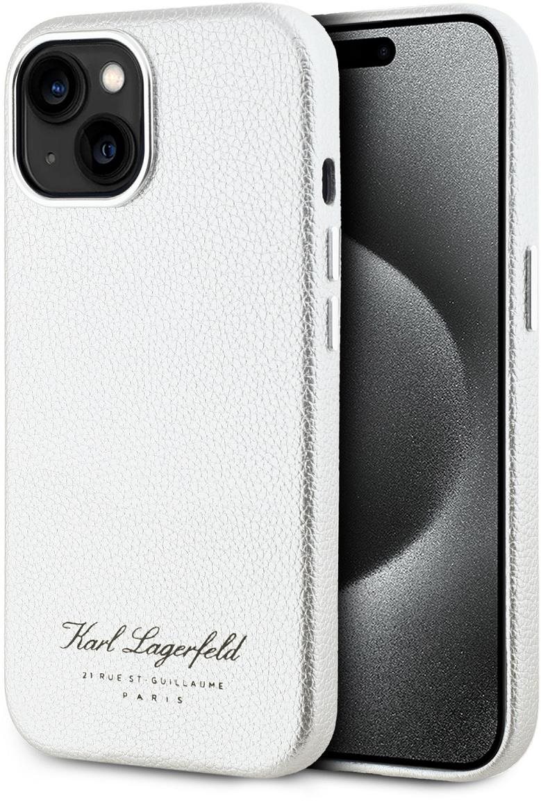 Karl Lagerfeld Grained PU Hotel RSG Zadní Kryt pro iPhone 15 Grey