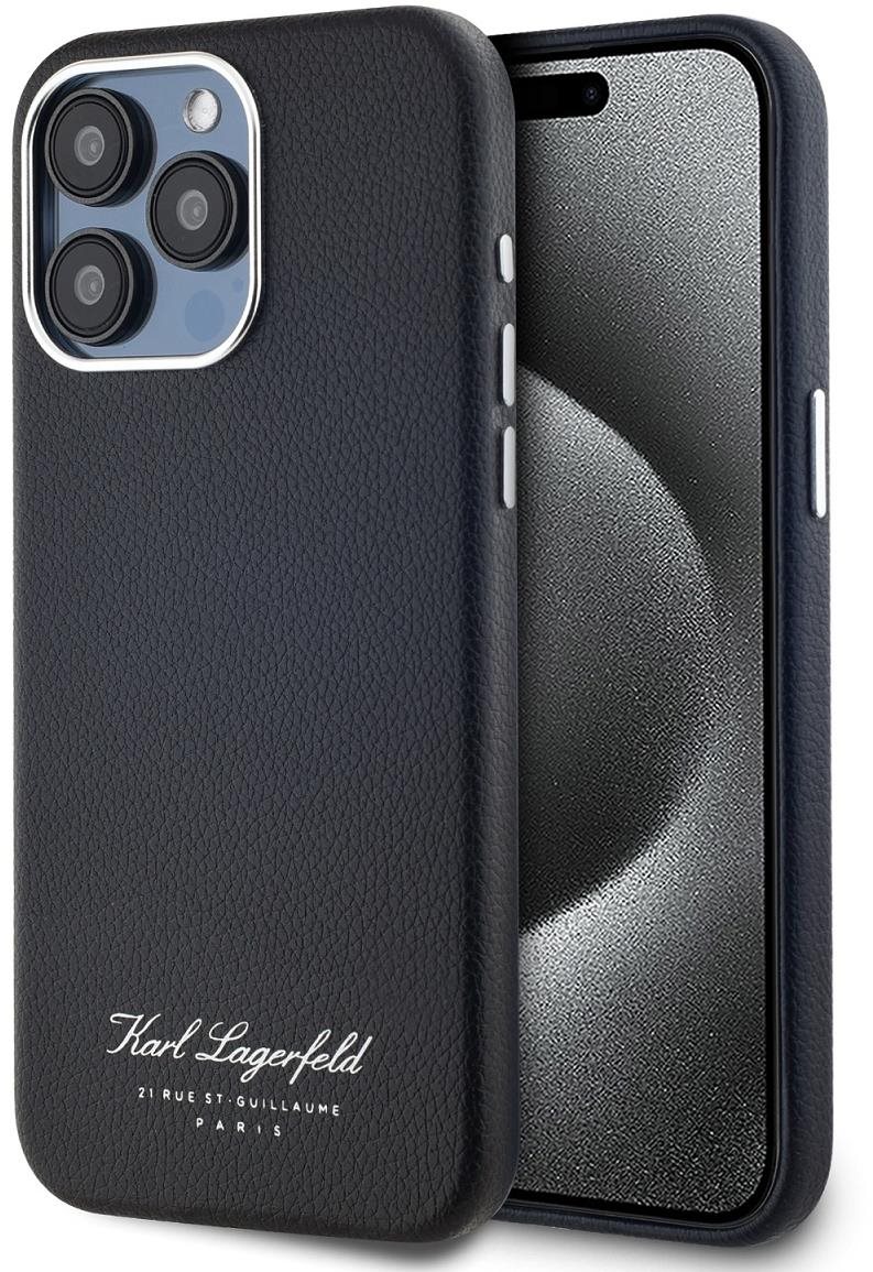 Karl Lagerfeld Grained PU Hotel RSG Zadní Kryt pro iPhone 15 Pro Max Black