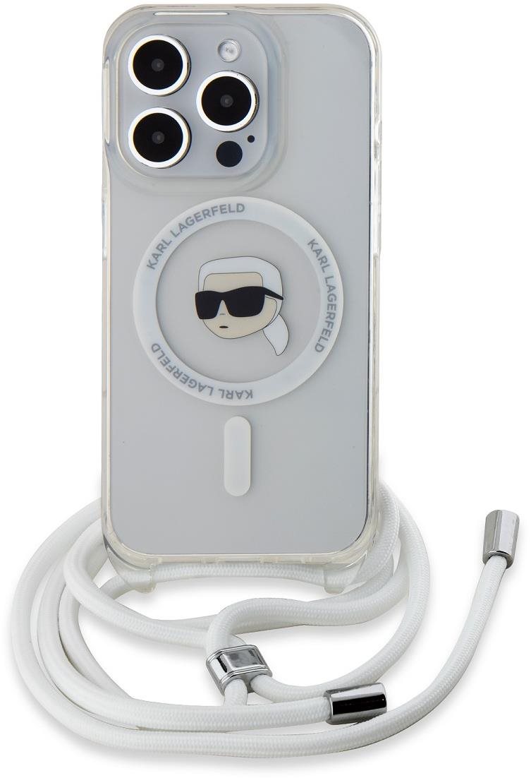 Karl Lagerfeld IML Crossbody Karl Head MagSafe Zadní Kryt pro iPhone 15 Pro Max Transparent