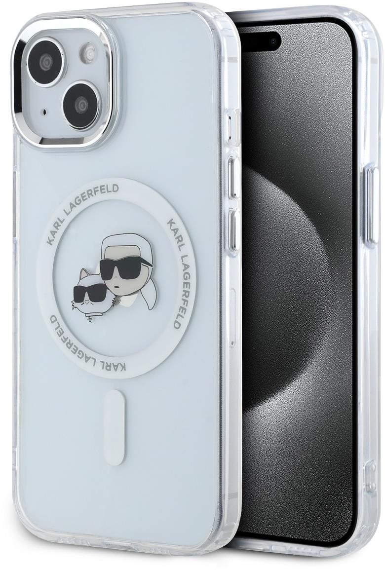 Karl Lagerfeld IML K&CH Heads Metal Frame MagSafe Zadní Kryt pro iPhone 15 Transparent