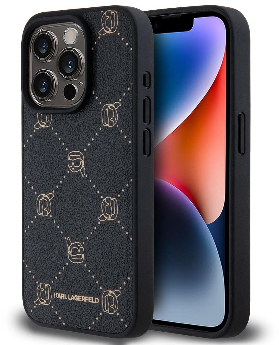 Karl Lagerfeld PU Karl Heads Pattern MagSafe Zadní Kryt pro iPhone 15 Pro Black