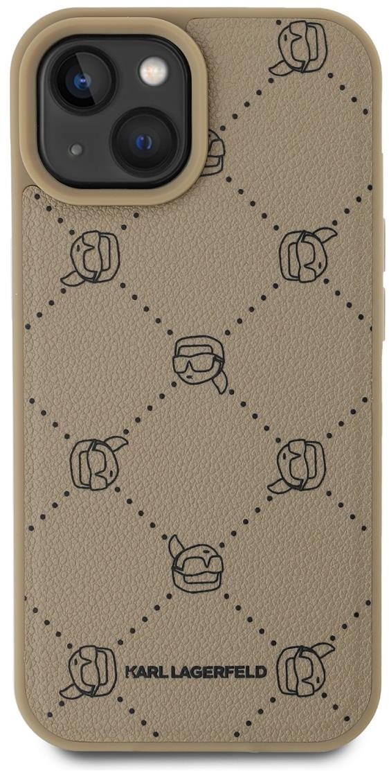Karl Lagerfeld PU Karl Heads Pattern MagSafe Zadní Kryt pro iPhone 15 Beige