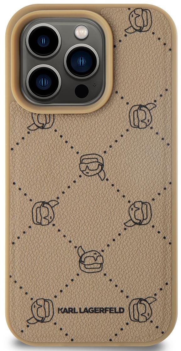 Karl Lagerfeld PU Karl Heads Pattern MagSafe Zadní Kryt pro iPhone 15 Pro Beige