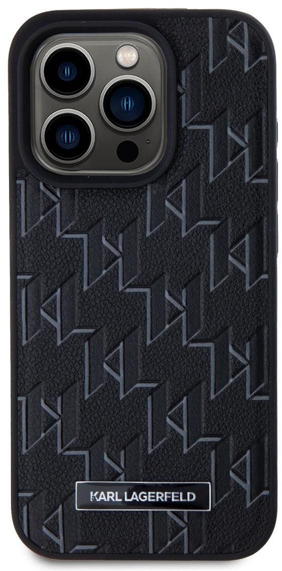 Karl Lagerfeld PU Leather Monogram Metal Logo MagSafe Zadní Kryt pro iPhone 15 Pro Max Black