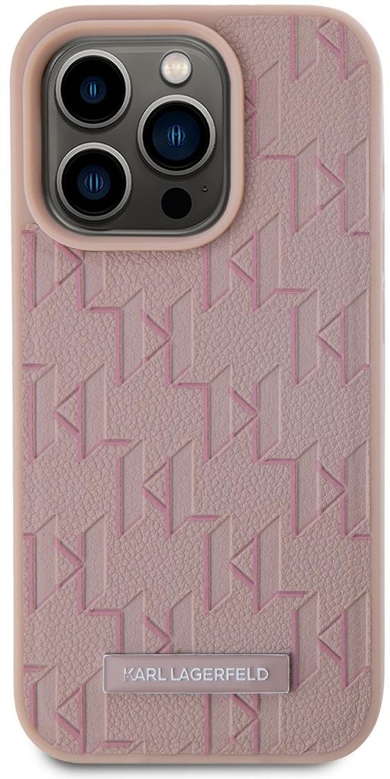 Karl Lagerfeld PU Leather Monogram Metal Logo MagSafe Zadní Kryt pro iPhone 15 Pro Max Pink