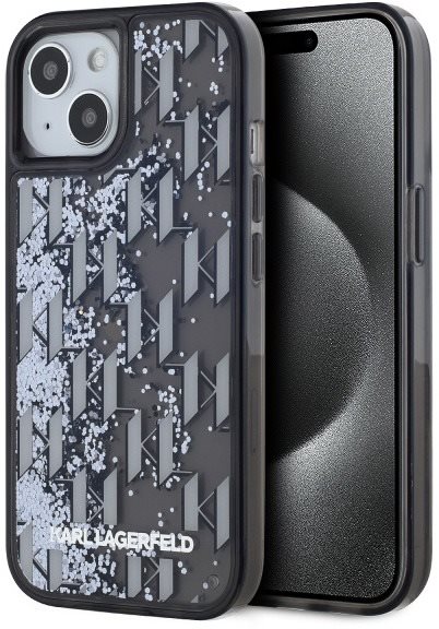 Karl Lagerfeld Liquid Glitter Monogram Gradient Zadní Kryt pro iPhone 15 Black