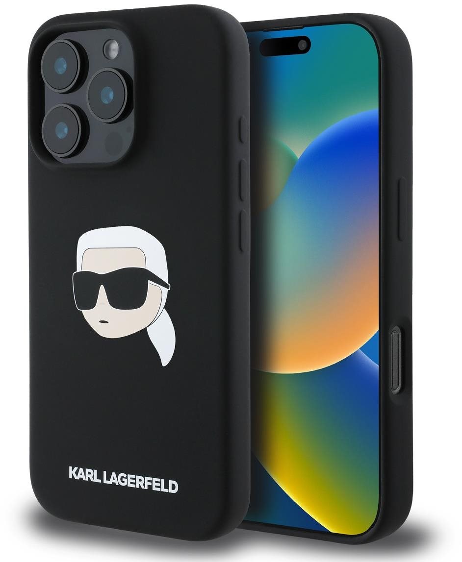 Karl Lagerfeld Liquid Silicone Karl Head MagSafe Zadní Kryt pro iPhone 16 Pro Max Black