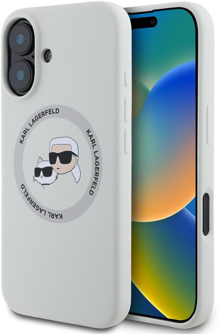 Karl Lagerfeld Liquid Silicone K&CH Heads MagSafe Zadní Kryt pro iPhone 16 Beige