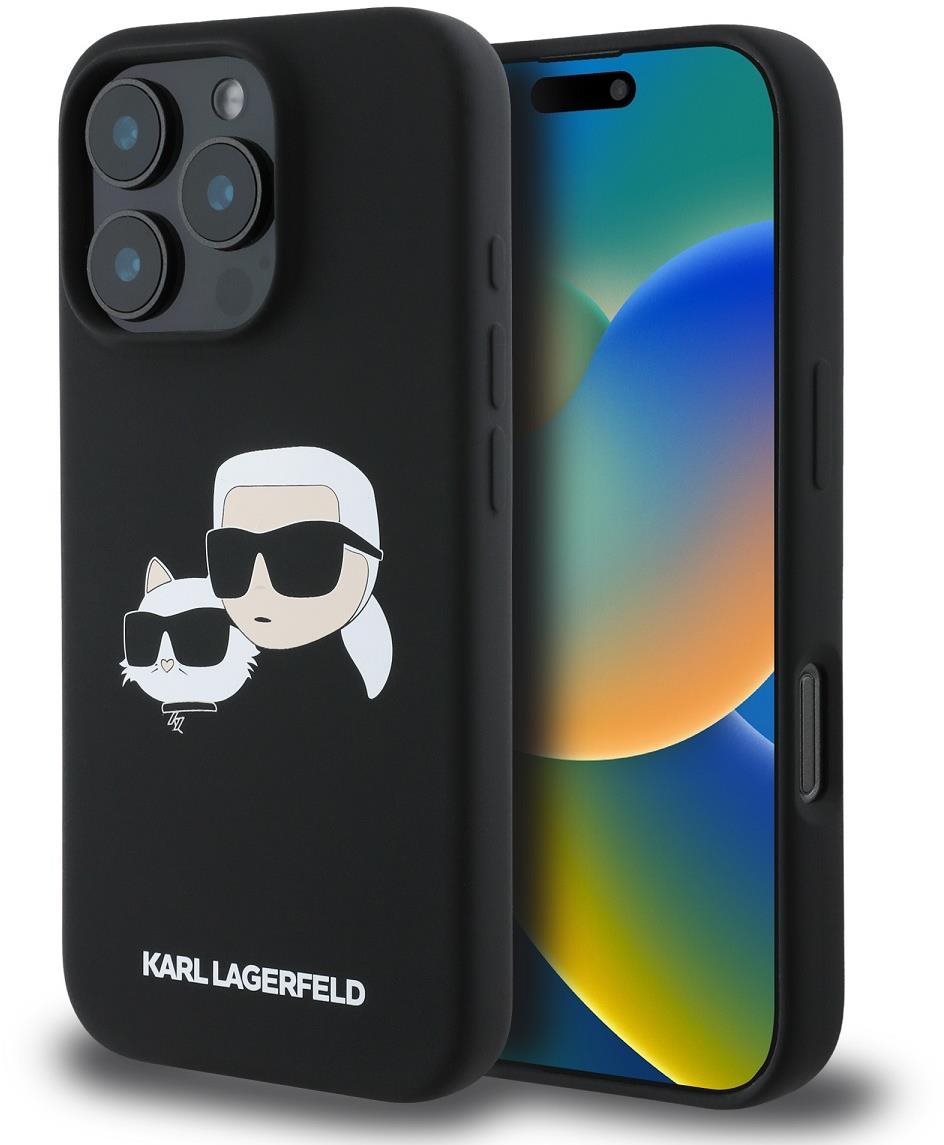Karl Lagerfeld Liquid Silicone Double Heads MagSafe Zadní Kryt pro iPhone 16 Pro Max Black