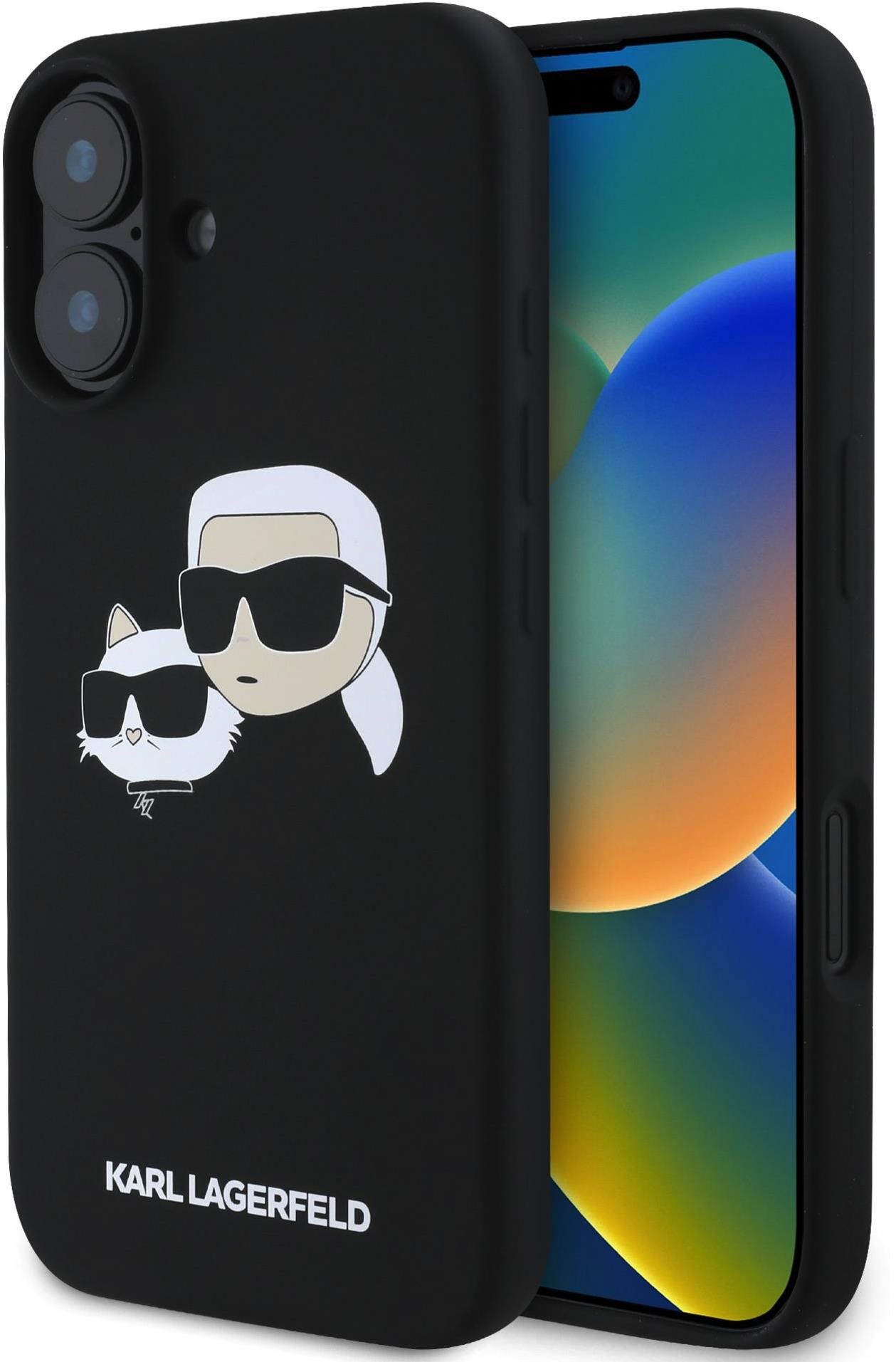 Karl Lagerfeld Liquid Silicone Double Heads MagSafe Zadní Kryt pro iPhone 16 Plus Black