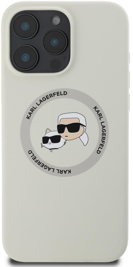 Karl Lagerfeld Liquid Silicone K&CH Heads MagSafe Zadní Kryt pro iPhone 16 Pro Max Beige