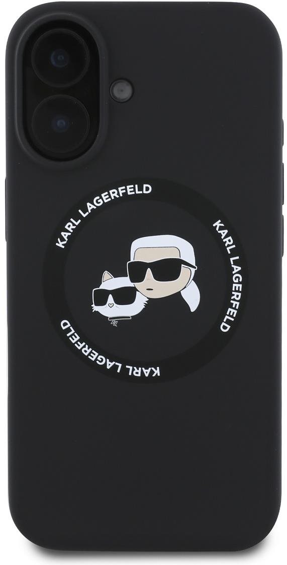 Karl Lagerfeld Liquid Silicone K&CH Heads MagSafe Zadní Kryt pro iPhone 16 Black