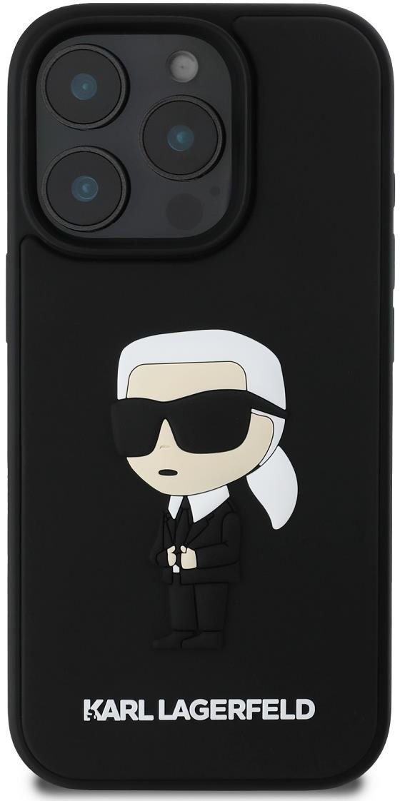 Karl Lagerfeld 3D Rubber Ikonik Zadní Kryt pro iPhone 16 Pro Black
