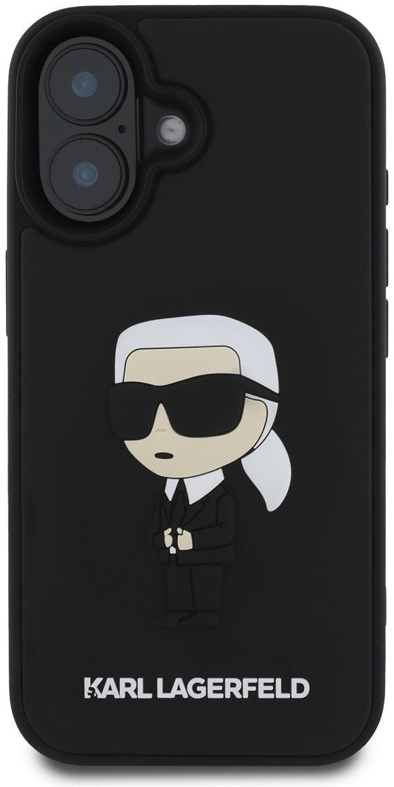 Karl Lagerfeld 3D Rubber Ikonik Zadní Kryt pro iPhone 16 Black