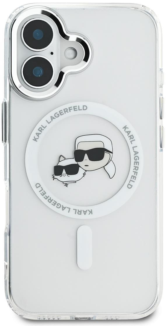 Karl Lagerfeld IML K&CH Heads Metal Frame MagSafe Zadní Kryt pro iPhone 16 Transparent