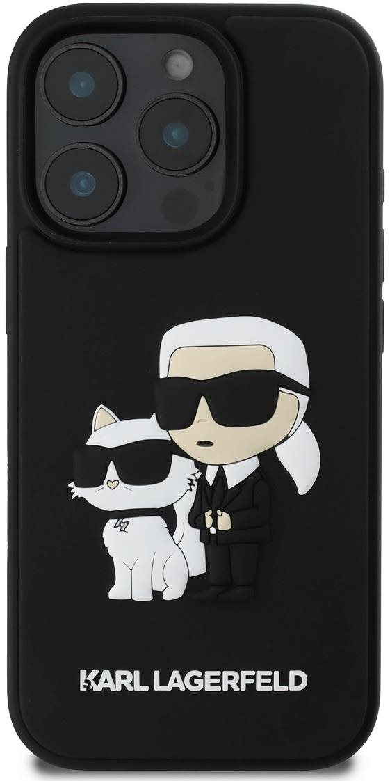 Karl Lagerfeld 3D Rubber Karl and Choupette Zadní Kryt pro iPhone 16 Pro Black