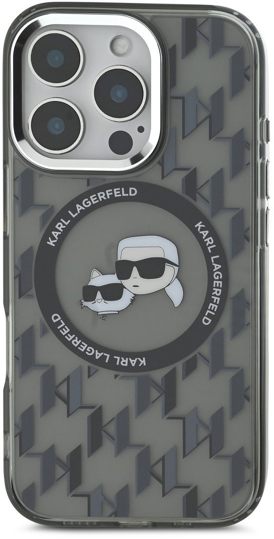 Karl Lagerfeld IML Monogram K&CH Heads MagSafe Zadní Kryt pro iPhone 16 Pro Max Black