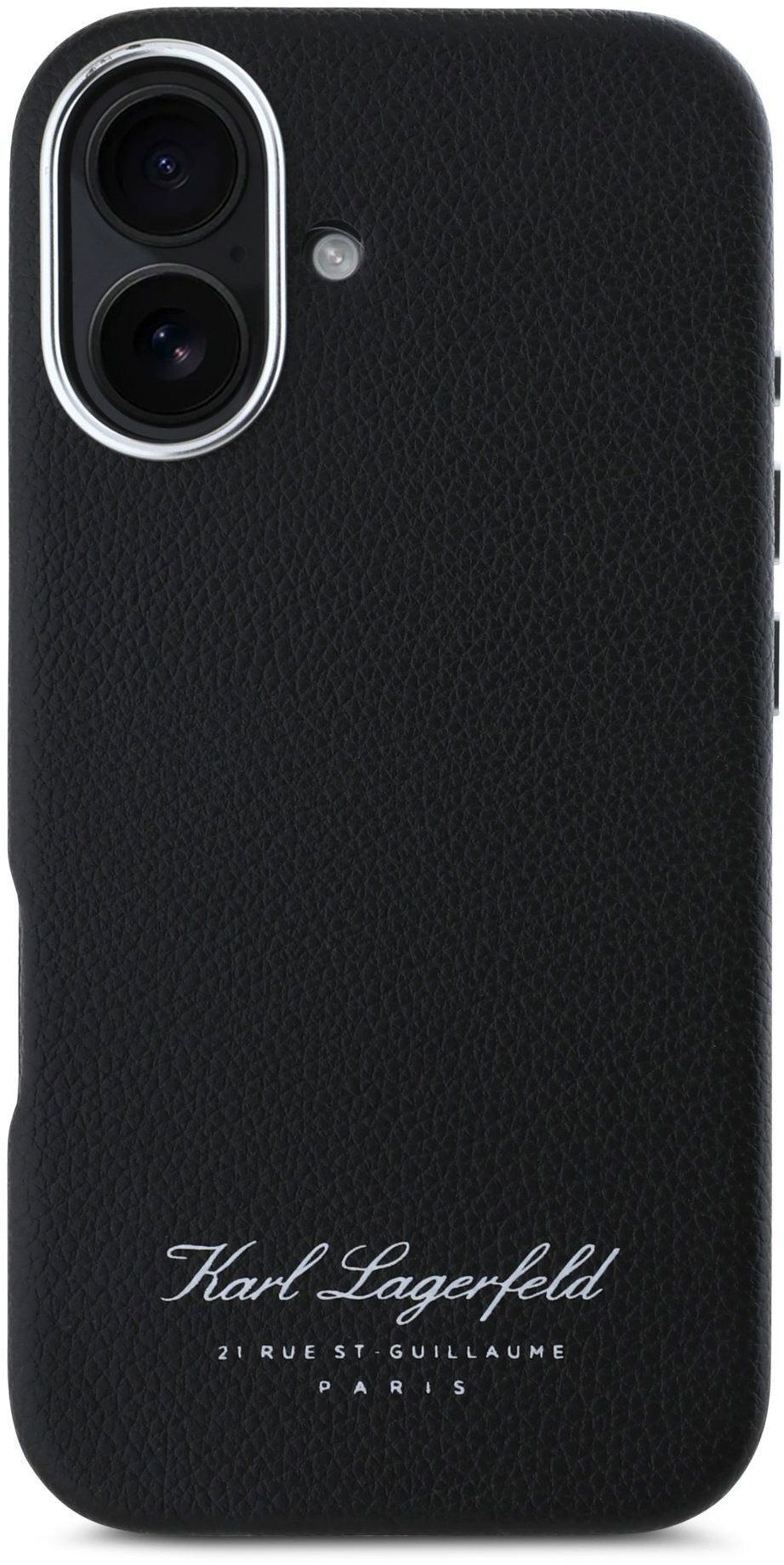 Karl Lagerfeld Grained PU Hotel RSG Zadní Kryt pro iPhone 16 Black