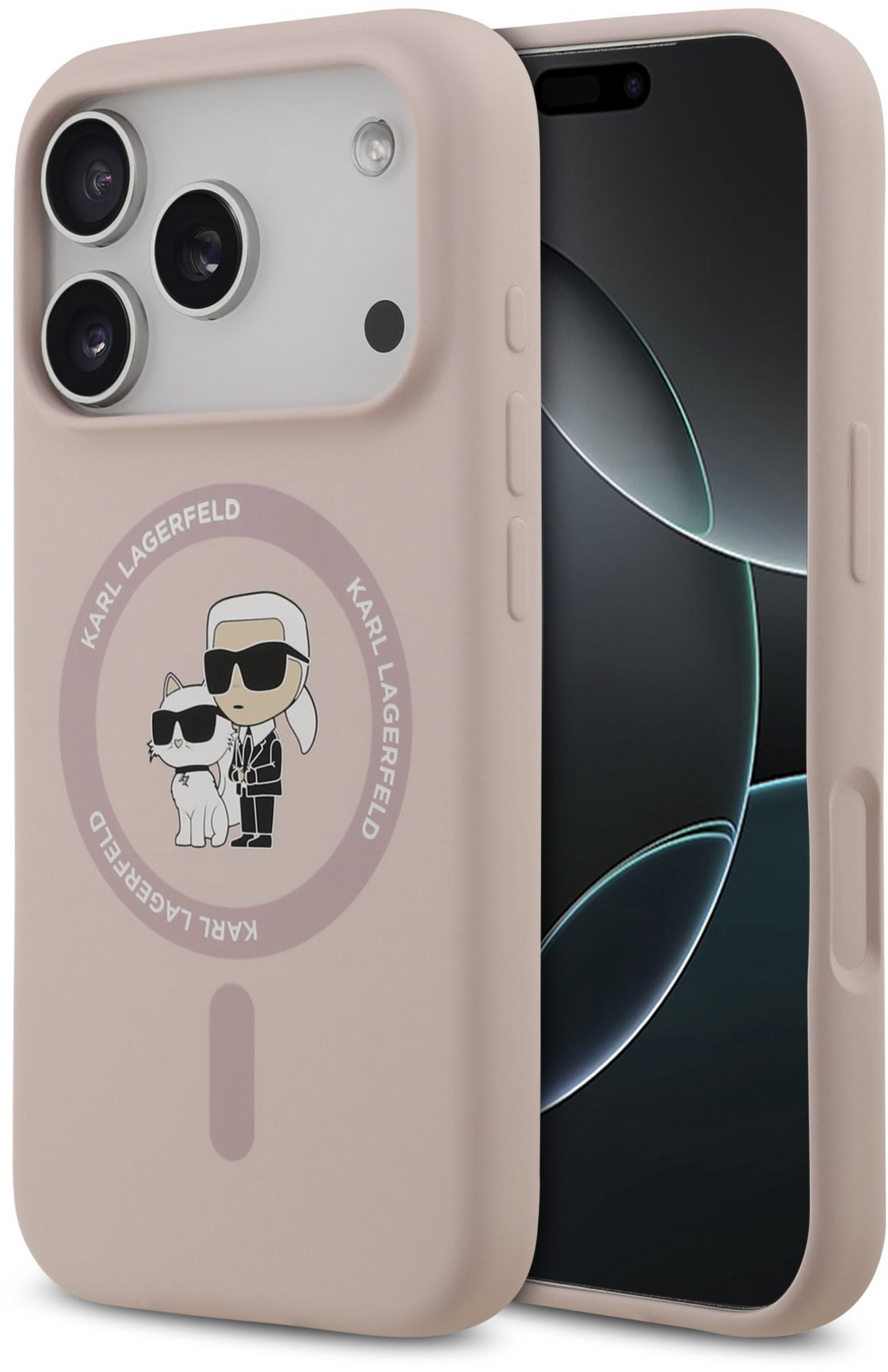 Karl Lagerfeld Liquid Silicone Karl and Choupette MagSafe Zadní Kryt pro iPhone 17 Pro Pink