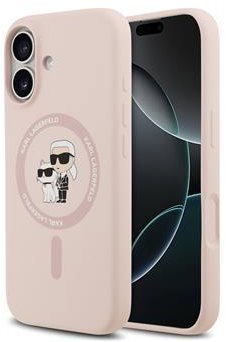 Karl Lagerfeld Liquid Silicone Karl and Choupette MagSafe Zadní Kryt pro iPhone 17 Pink