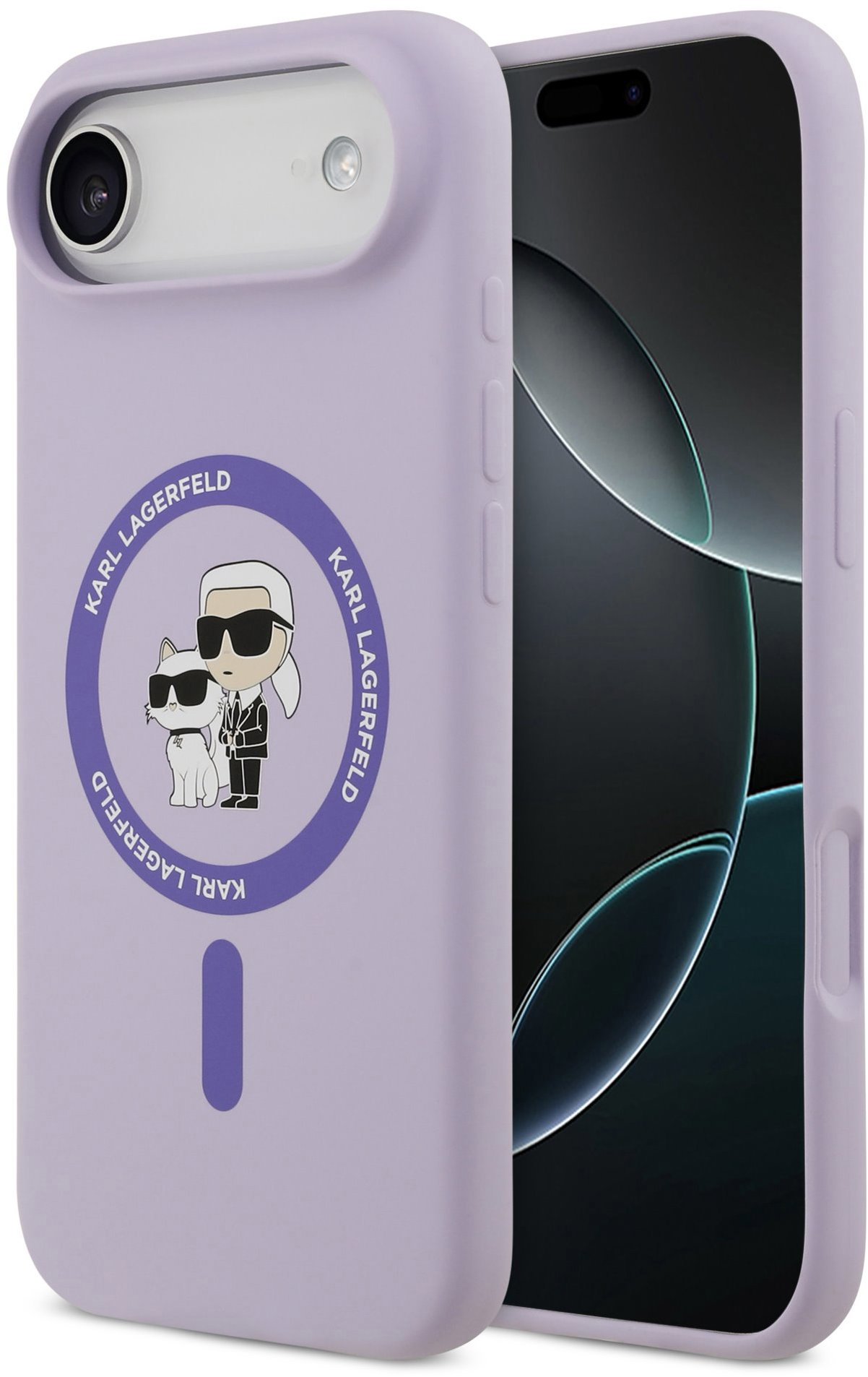 Karl Lagerfeld Liquid Silicone Karl and Choupette MagSafe Zadní Kryt pro iPhone Air Purple