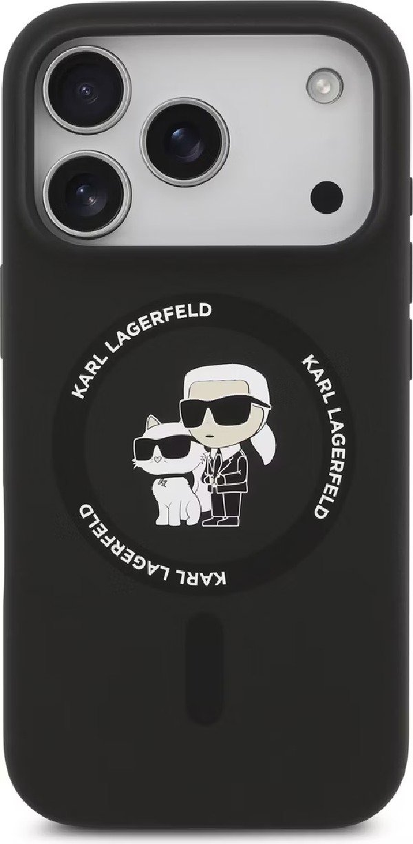 Karl Lagerfeld Liquid Silicone Karl and Choupette MagSafe Zadní Kryt pro iPhone Air Black