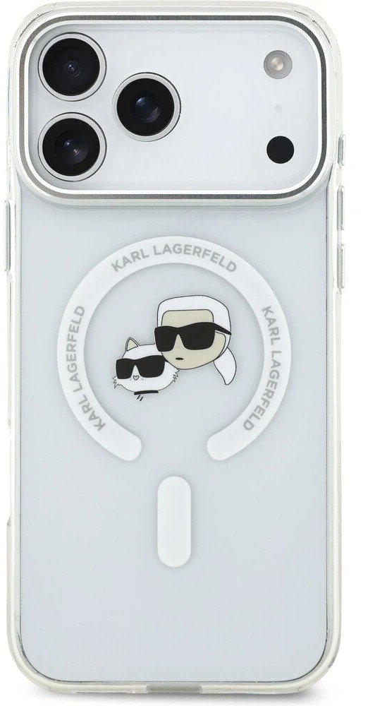 Karl Lagerfeld IML K&CH Heads Metal Frame MagSafe Zadní Kryt pro iPhone 17 Pro Max Transparent