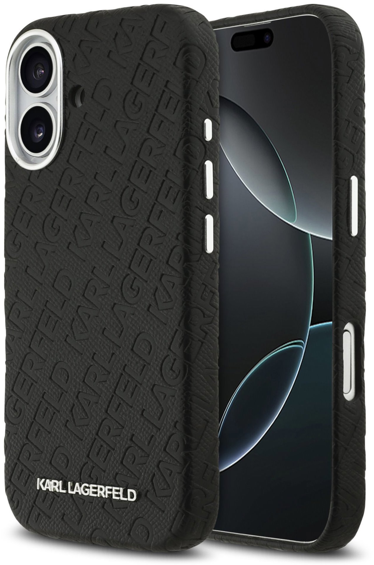 Karl Lagerfeld Grained PU Repeated Logo MagSafe Zadní Kryt pro iPhone 17 Black