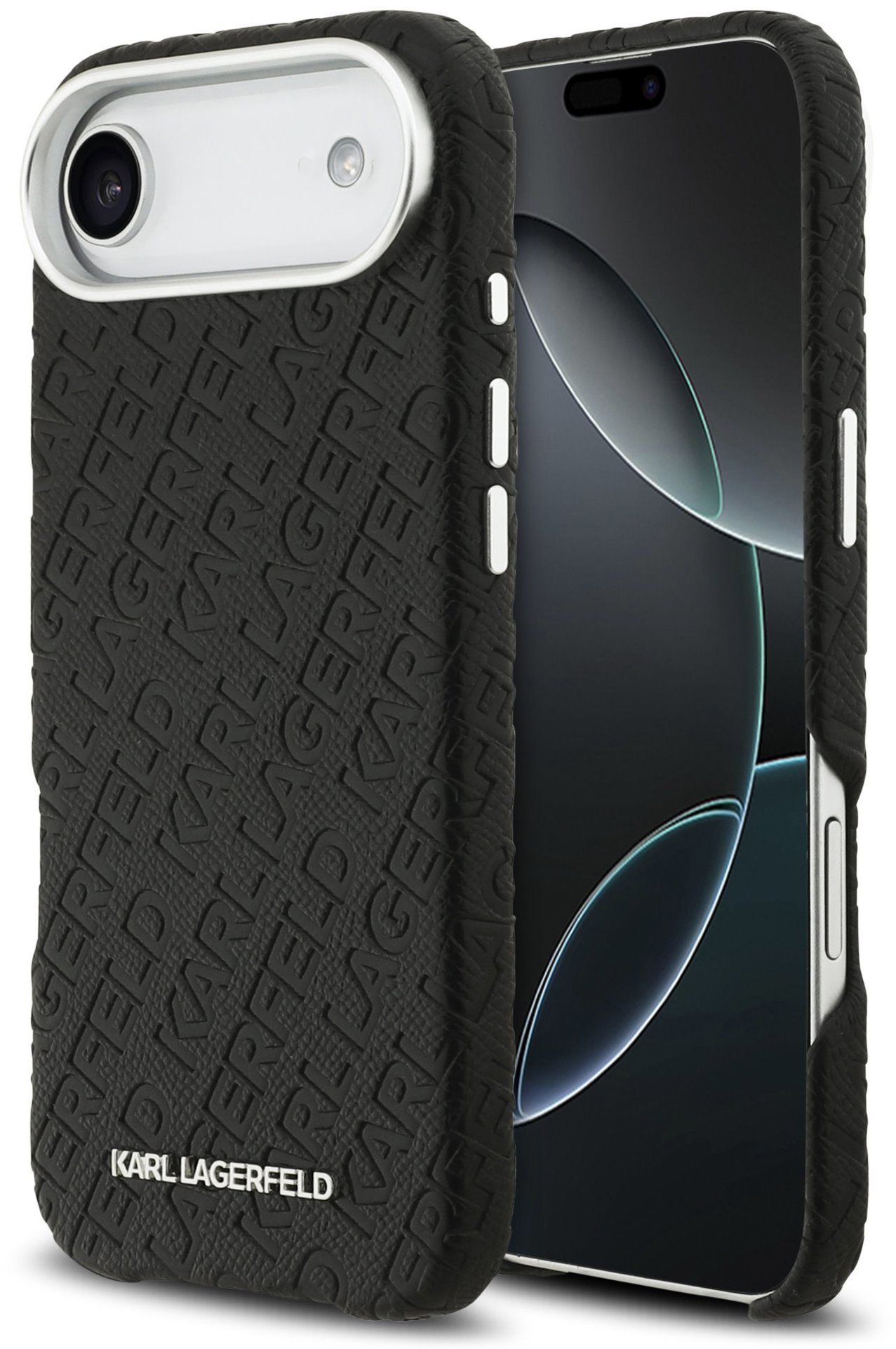 Karl Lagerfeld Grained PU Repeated Logo MagSafe Zadní Kryt pro iPhone Air Black