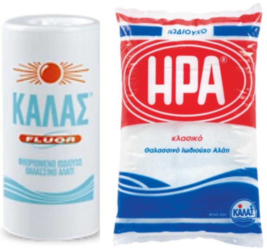 KALAS FLUOR Jemná fluorovaná jodovaná mořská sůl 250 g + HERA Jemná jodizovaná 1 kg